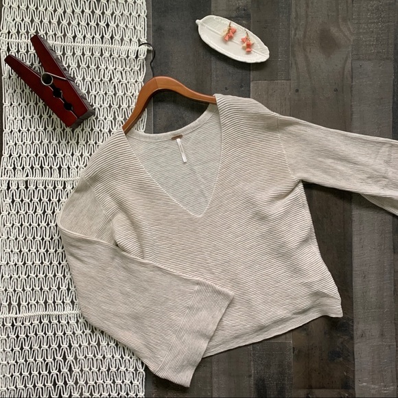 Free People Sweaters - Free People Starman Ribbed Bell Sleeve Pullover